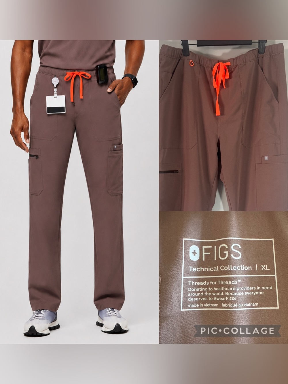 FIGS Cairo Scrub Pants XL Smoky Taupe (LE) TM3001 FIONx 9 Pocket Medical